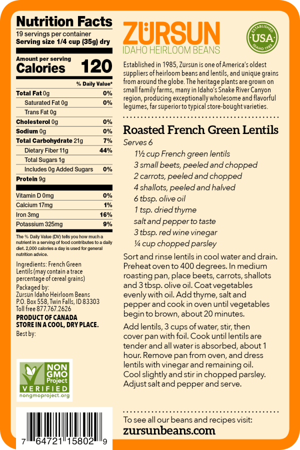 Zurson French Green Lentil. 1.5LB