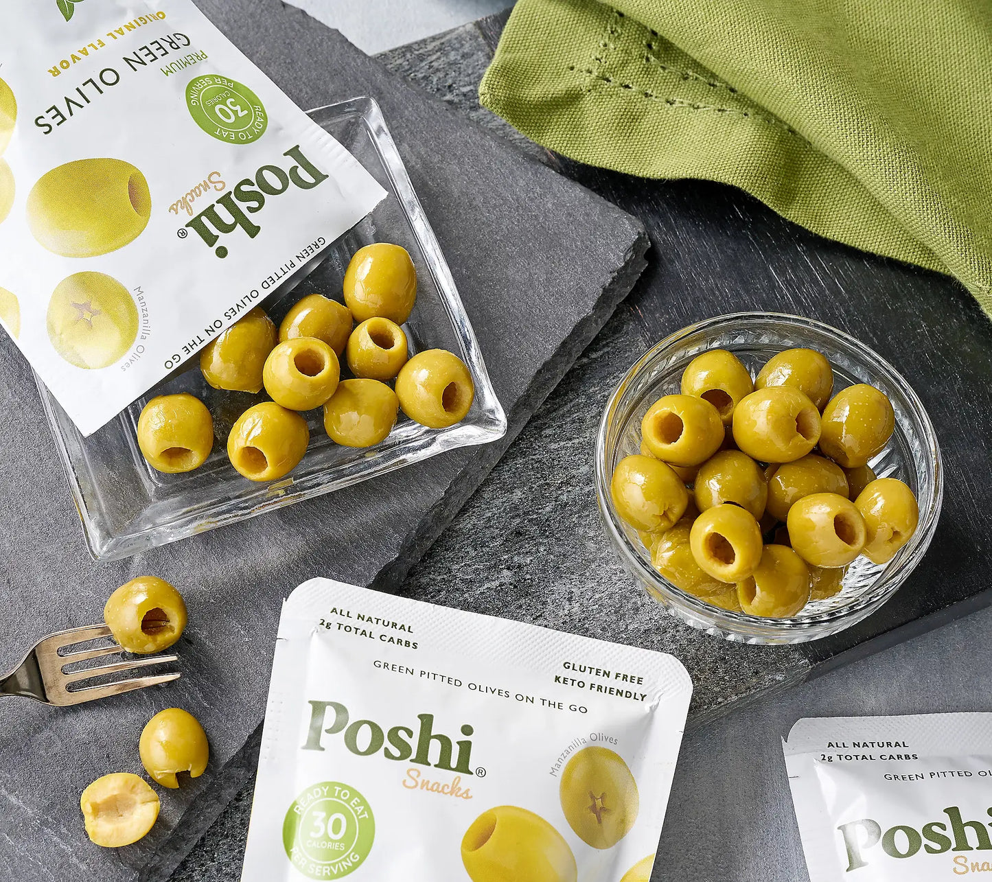 Poshi Olives - Premium Green Olives 1.1oz/10